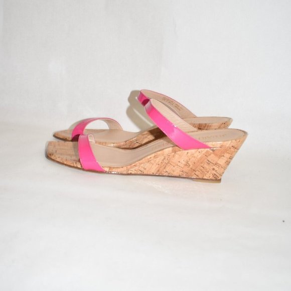 $450 Stuart Weitzman Aleena Wedge Slide Patent Cork mules magenta 8.5 (TC15) - Picture 4 of 7